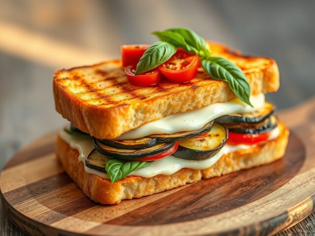 Croque-monsieur met gegrilde groenten