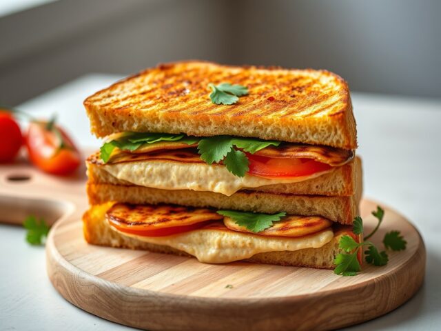 Croque-monsieur met gerookte kip