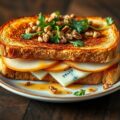 Croque-monsieur met peer en blauwe kaas