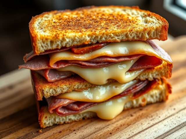 Croques met Pastrami rode uien en Passendale