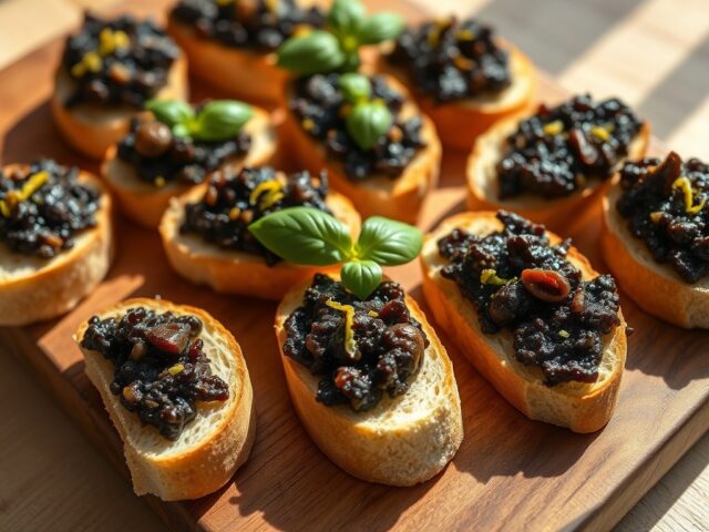 Crostini met pittige olijvenpasta