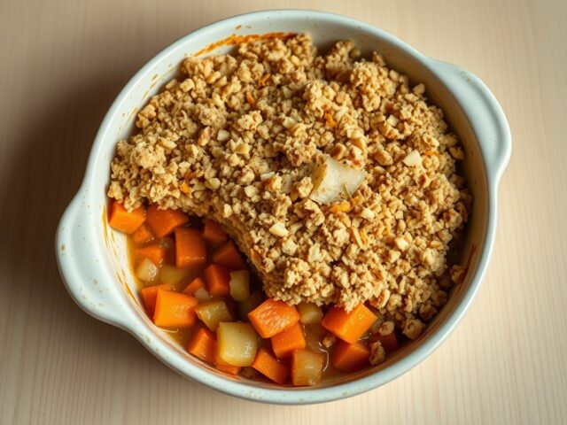 Crumble van gestoofde groenten