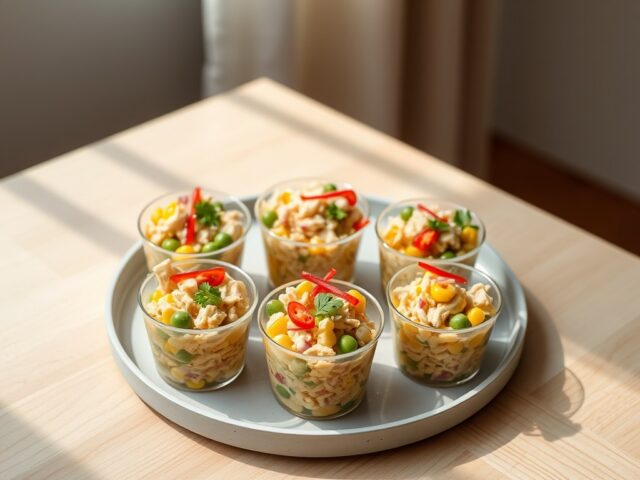 Cups met Thaise kipsalade