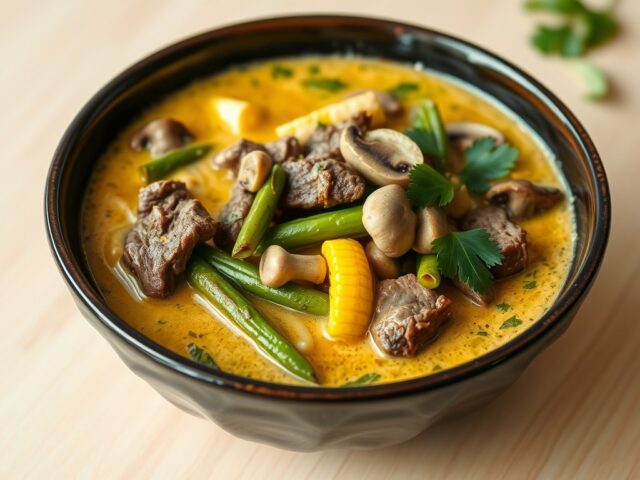 Curry met 3 B’s (Boontjes-Babymais-Beafstuk)