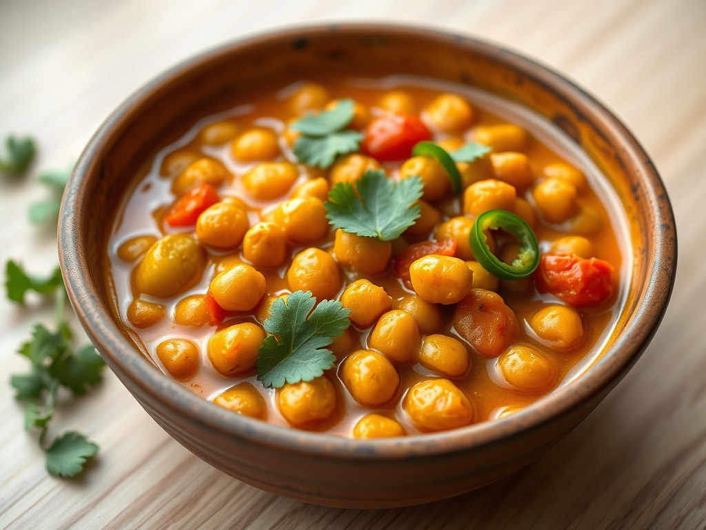 Curry met kikkererwten, AI-gegenereerde illustratie