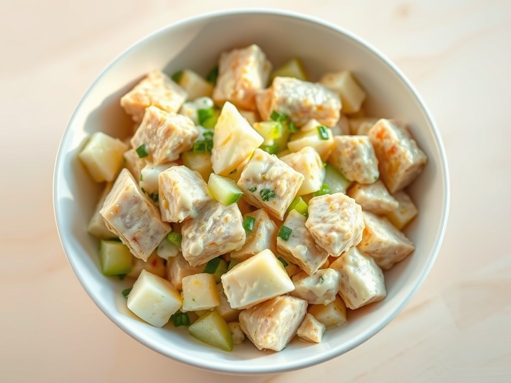 Curry sil ( haringsalade met kerrie ), AI-gegenereerde illustratie