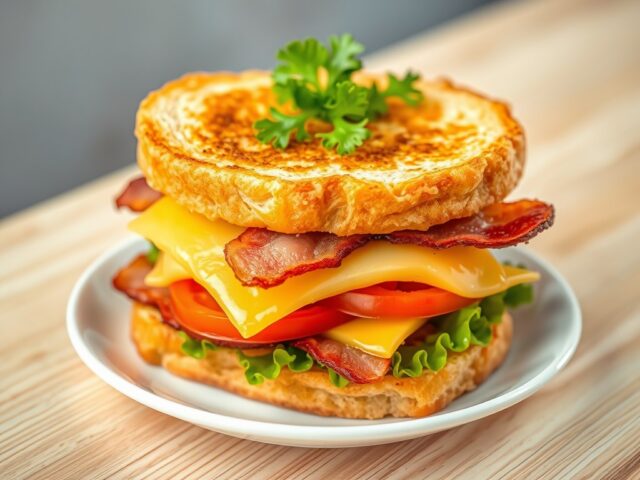 Custardbroodje met Spek, Tomaat en Sla