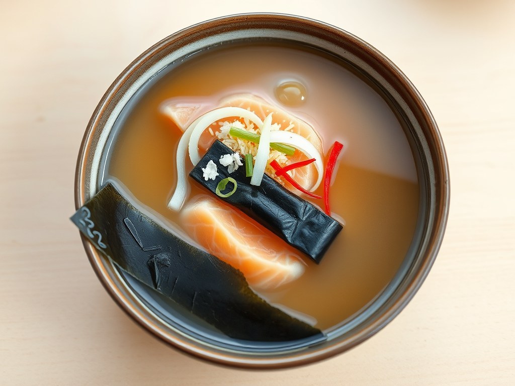 dashi(japanse zeewier bouillon, AI-gegenereerde illustratie