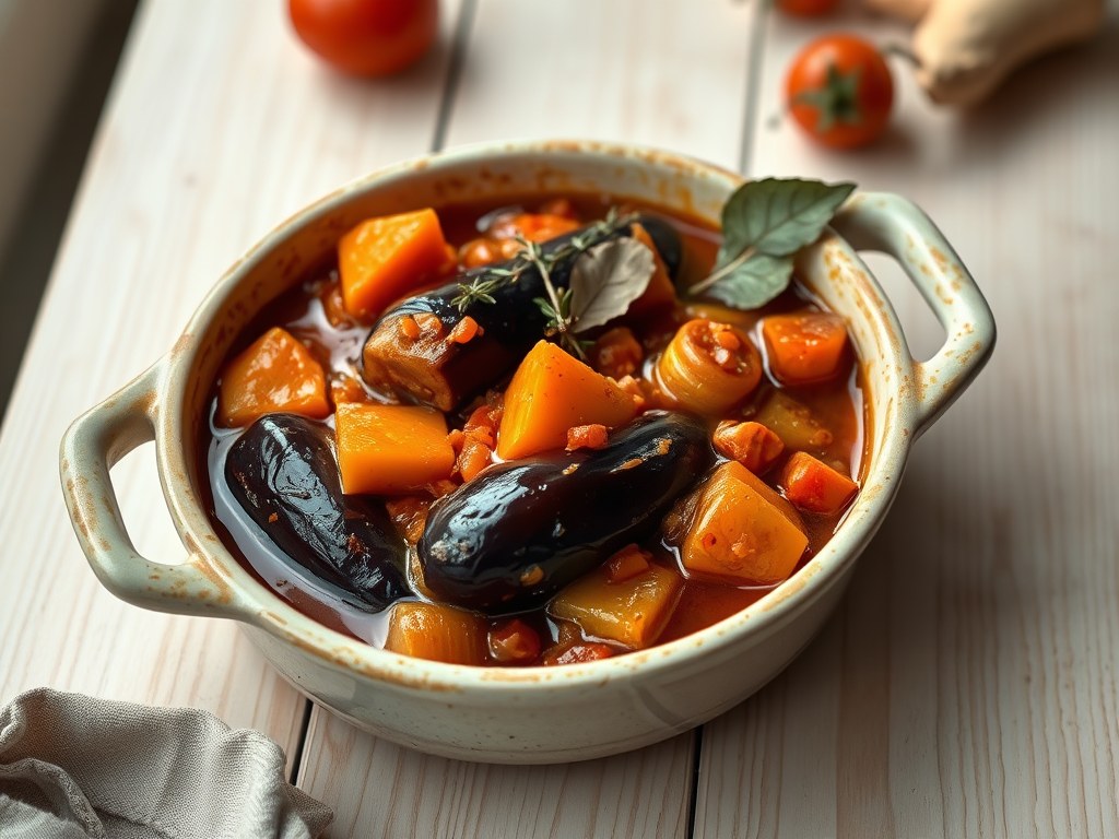 Daube d’aubergines, AI-gegenereerde illustratie