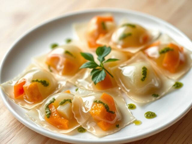 Doorzichtige ravioli