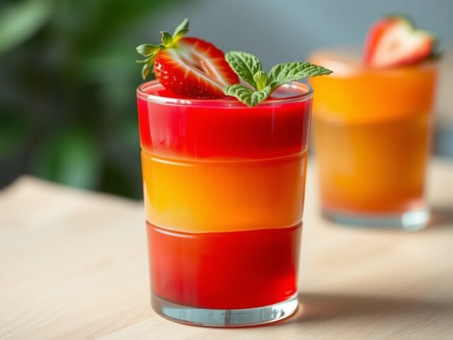 Drie kleurengelei in een glas