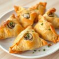 Driehoekjes met noten, champignons en mozzarella