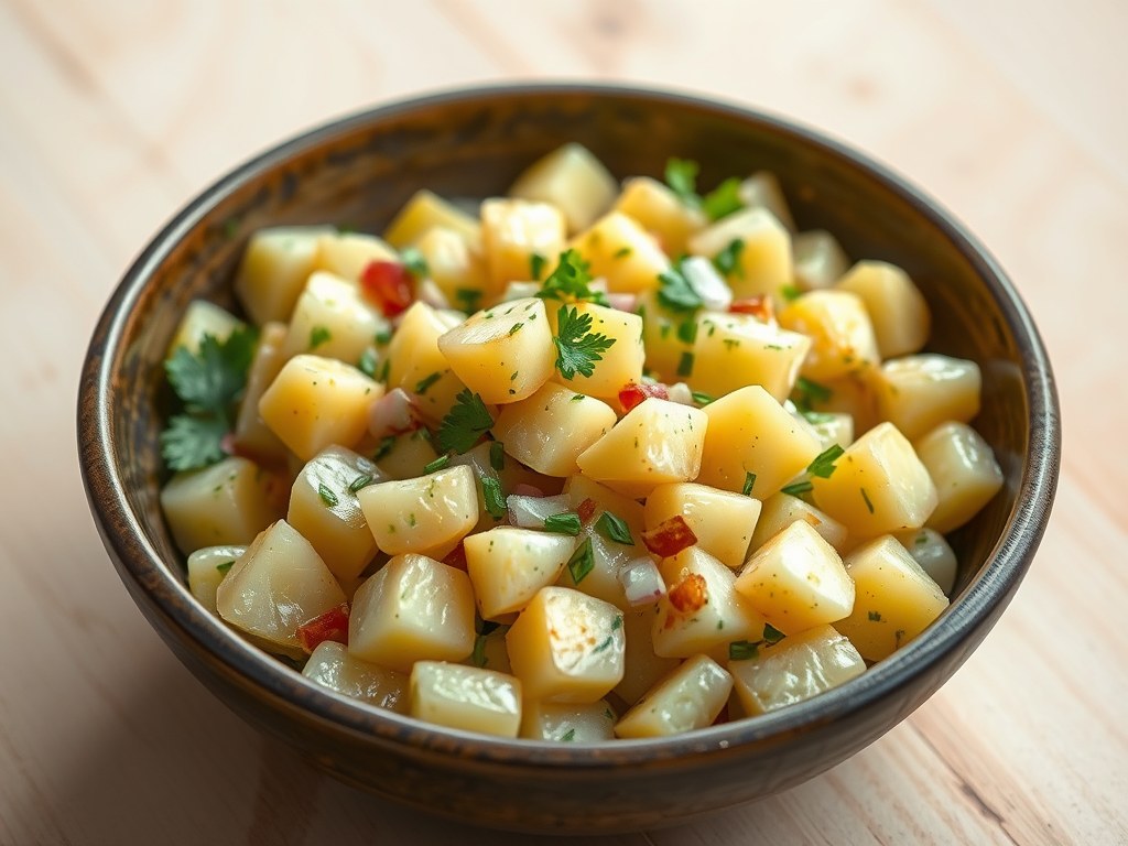 Duitse aardappelsalade, AI-gegenereerde illustratie