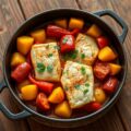 Eenpansgerecht paprikastoof met kabeljauw en chorizo