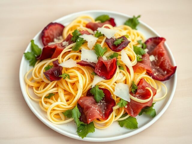 Eierlinten met bresaola en knapperige venkel