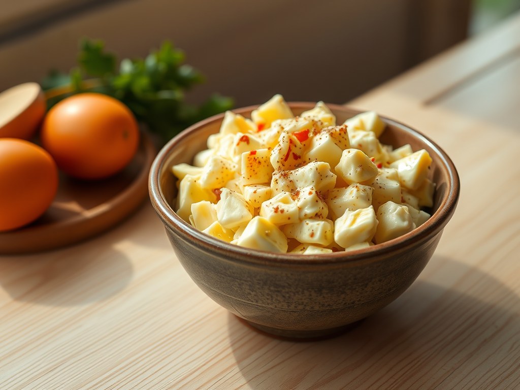 Eiersalade, AI-gegenereerde illustratie