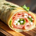 Eierwrap met rozemarijn, ham en geitenkaas