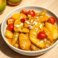 Emincé van kipfilet met kerrie, appeltjes en kokos