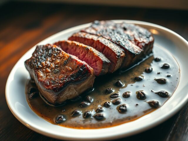 Entrecote in pepersaus