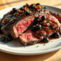Entrecote met saus van ansjovis en olijven