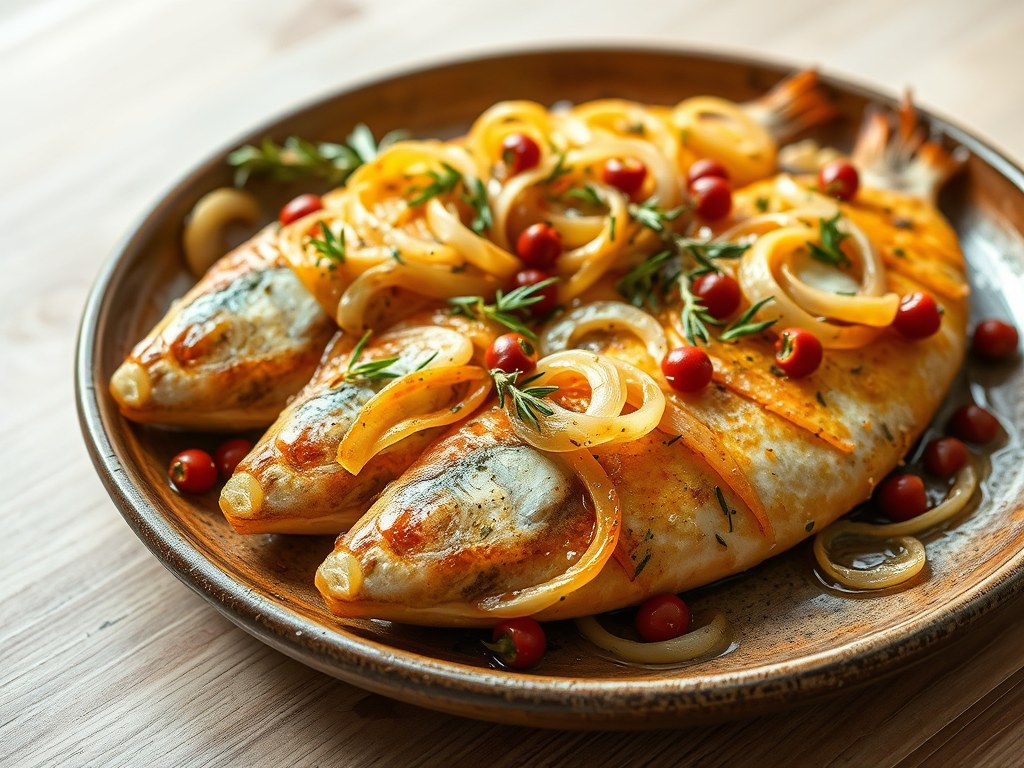 Escabeche van snapper, AI-gegenereerde illustratie
