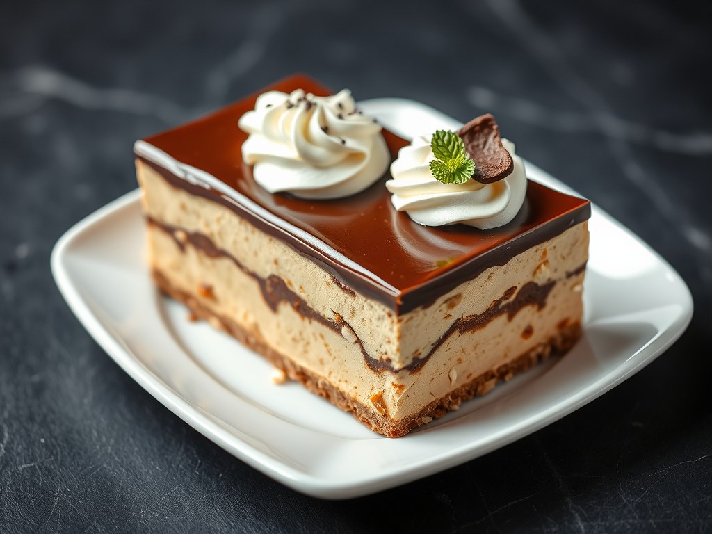 Espresso-hazelnootparfait, AI-gegenereerde illustratie