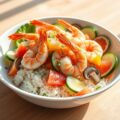 Exotische salade van scampi