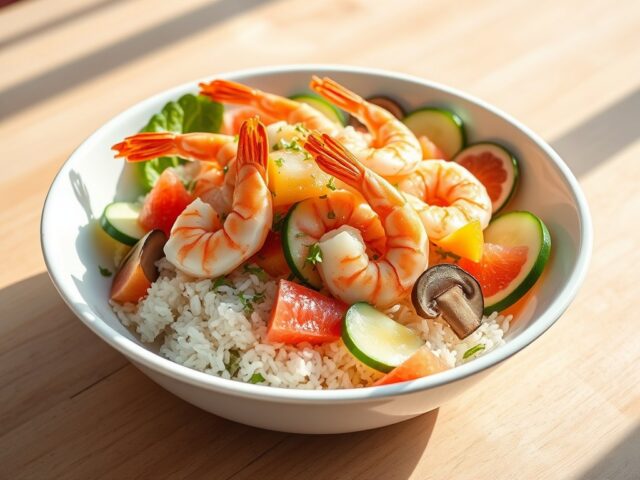 Exotische salade van scampi