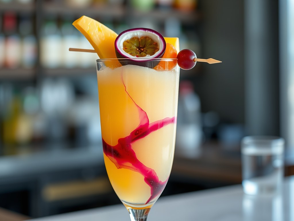 Exotische snelklaar-cocktail, AI-gegenereerde illustratie