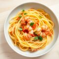 Fijne tagliatelle met langoustines, selder en saffraan