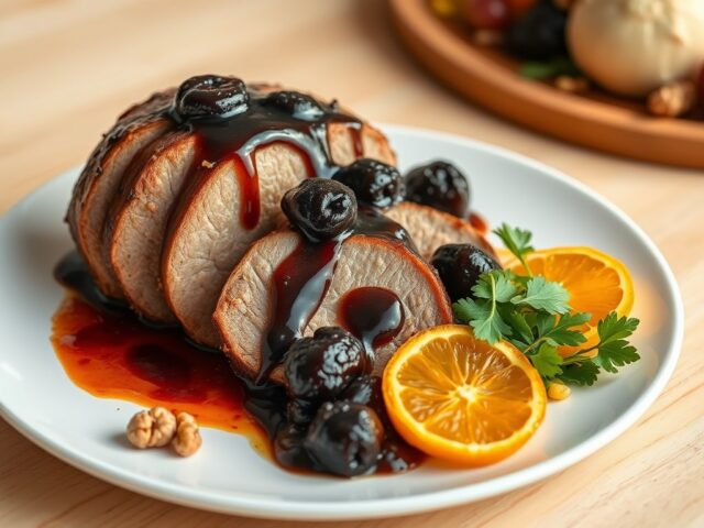 Filet de porc au prûneaux, sauce à l’ armagnac