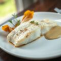 Filet van griet met gekarameliseerd witloof en mosterdsaus
