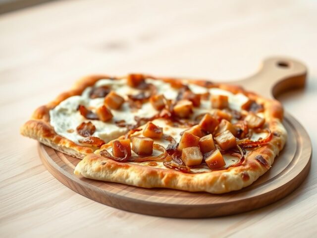 Flammkuchen met ui en spekjes