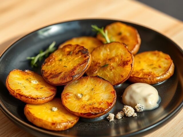 Fondant aardappels met truffelmayonaise