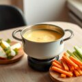 Fondue met hervekaas en fijne groenten