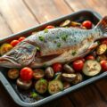 Forel en groenten uit de oven