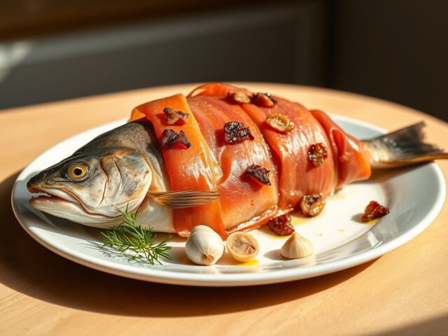 Forel met serrano-ham (Trucha a la Navarra)