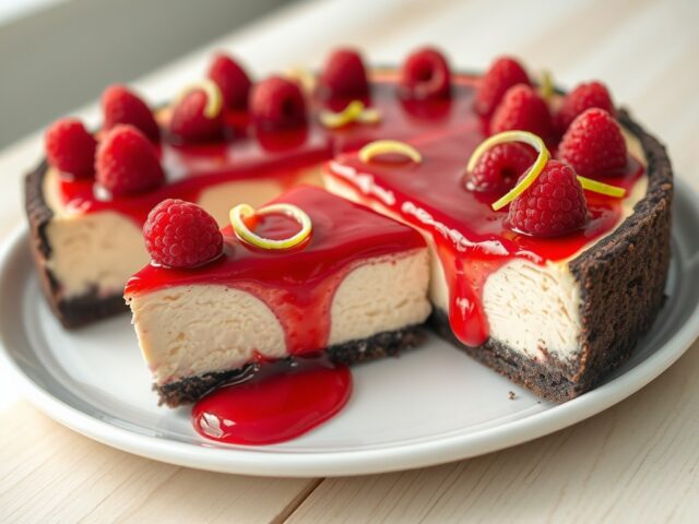 Frambozen-limoen cheesecake