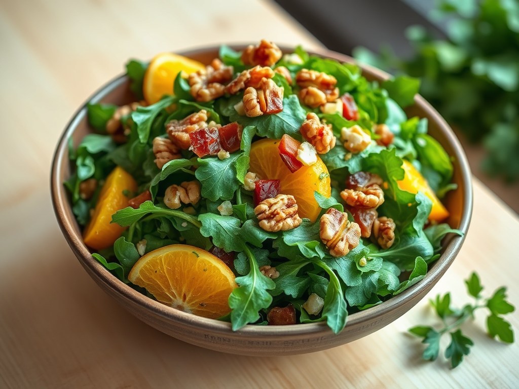 Frisée Salade met Noten, AI-gegenereerde illustratie