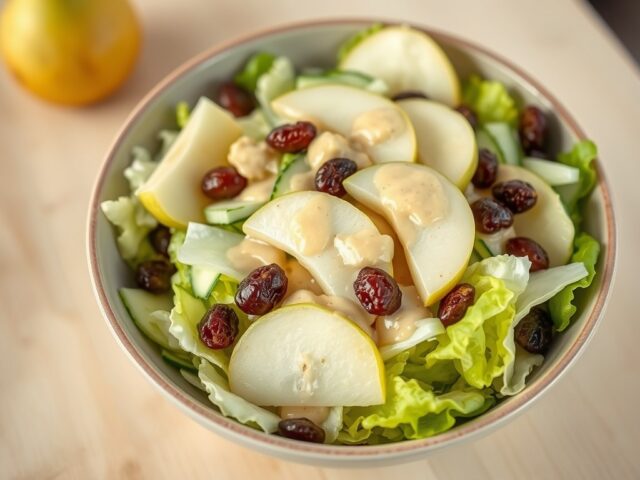 Frisse salade met komkommer en rozijn