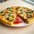 Frittata, met spinazie, ham en tomatensaus (zie opm)