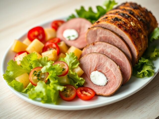 Fruitsalade met gevulde fricandeau