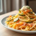 Fusilli met courgette, zalm en citroen