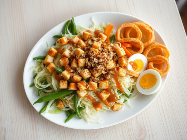 Gado gado met gebakken tofu