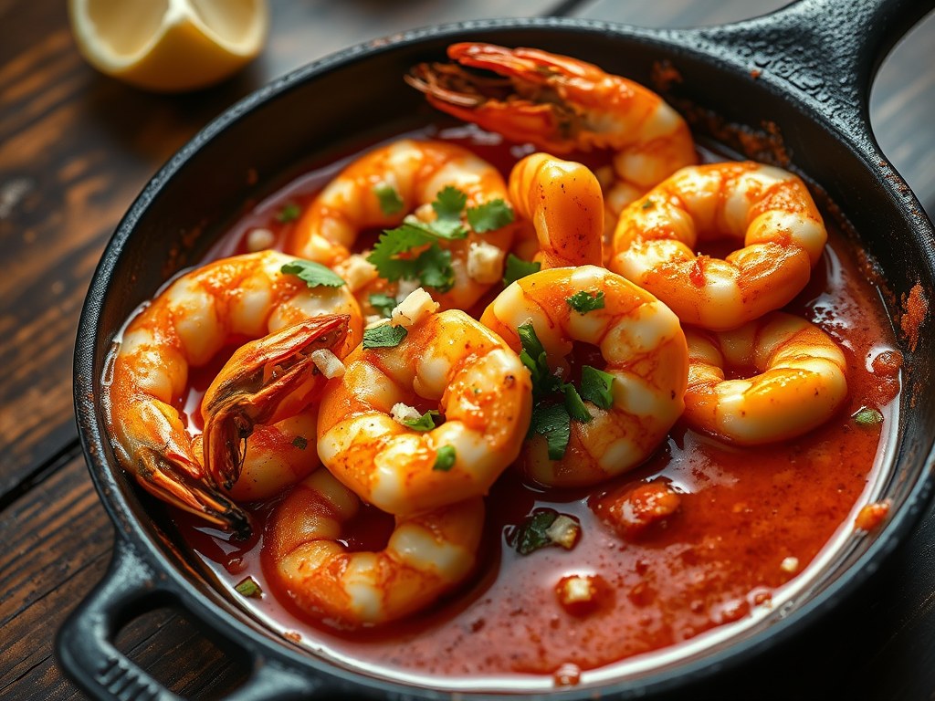 Gamba’s – tijgergarnalen in tacosaus, AI-gegenereerde illustratie