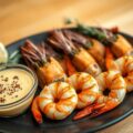 Gamba’s met Knoflook en Dipsaus
