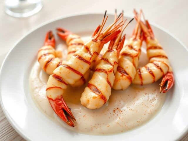 Gamba’s met luchtige pernodsaus