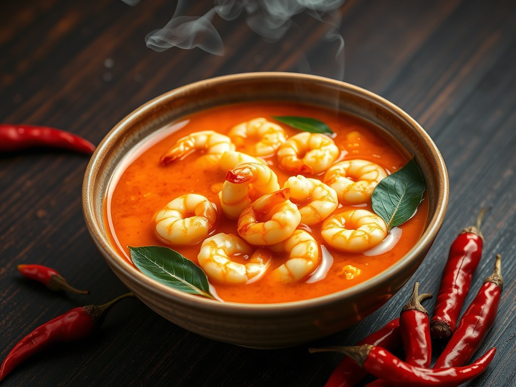Garnalen Curry II, AI-gegenereerde illustratie