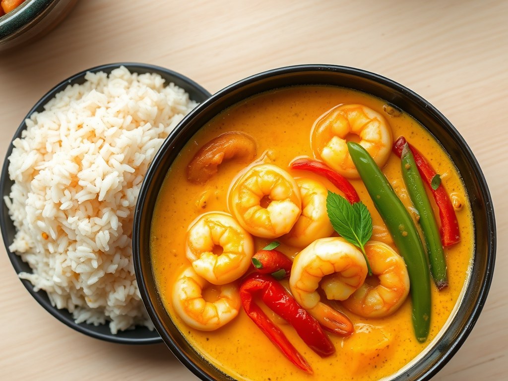 Garnalen Curry III, AI-gegenereerde illustratie