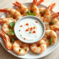 Garnalen (Gekookt en Gemarineerd) met Yoghurt Dip